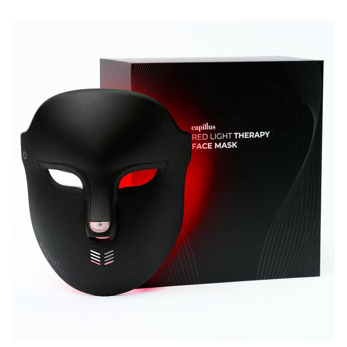 Capillus Máscara LED de Terapia de Luz Roja 4 en 1 para Rostro - Rojo, Infrarrojo, Azul y Rosa, Diseño Negro