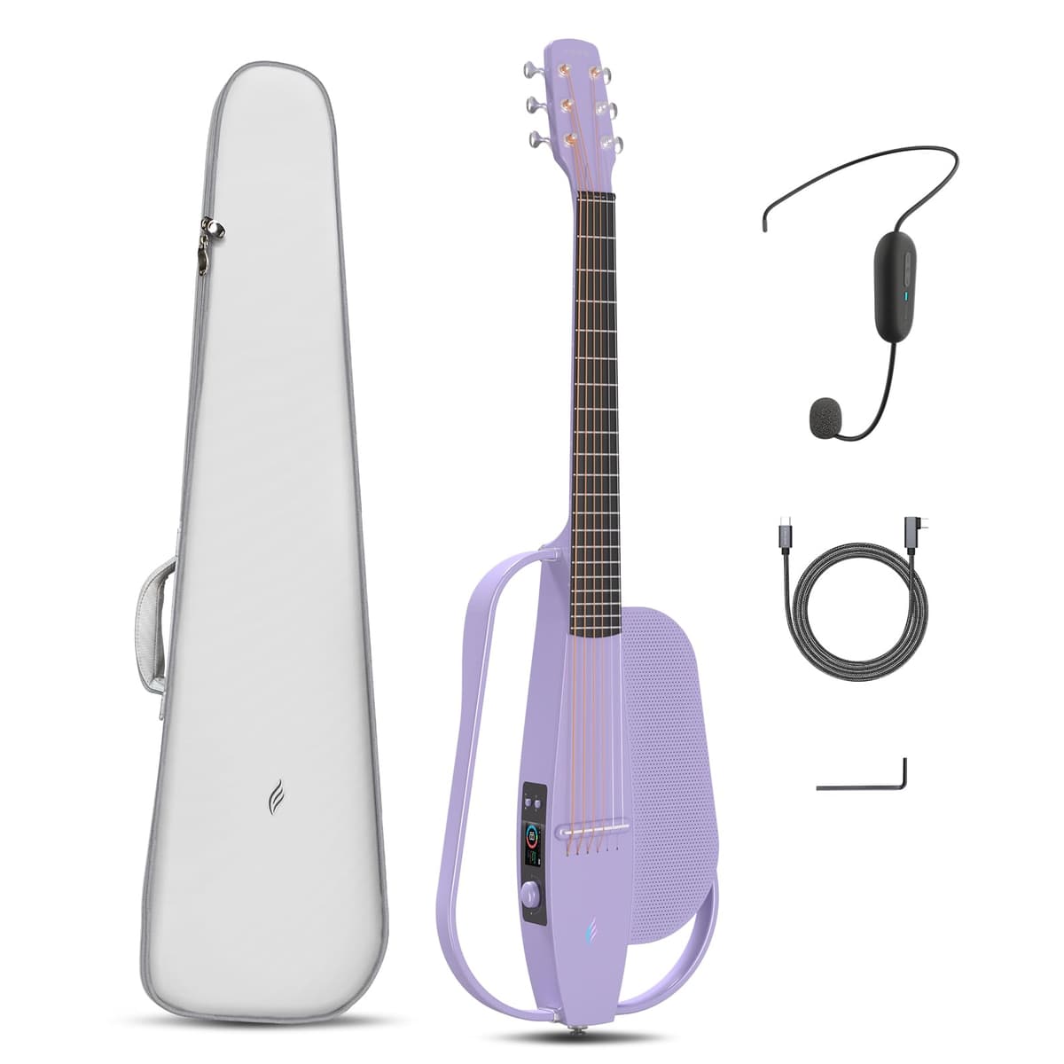 Enya NEXG SE 38" Guitarra de Viaje Electroacústica con Cuerpo de Fibra de Carbono, Parlante Inalámbrico 30W, Micrófono Inalámbrico NEXG SE PURPLE