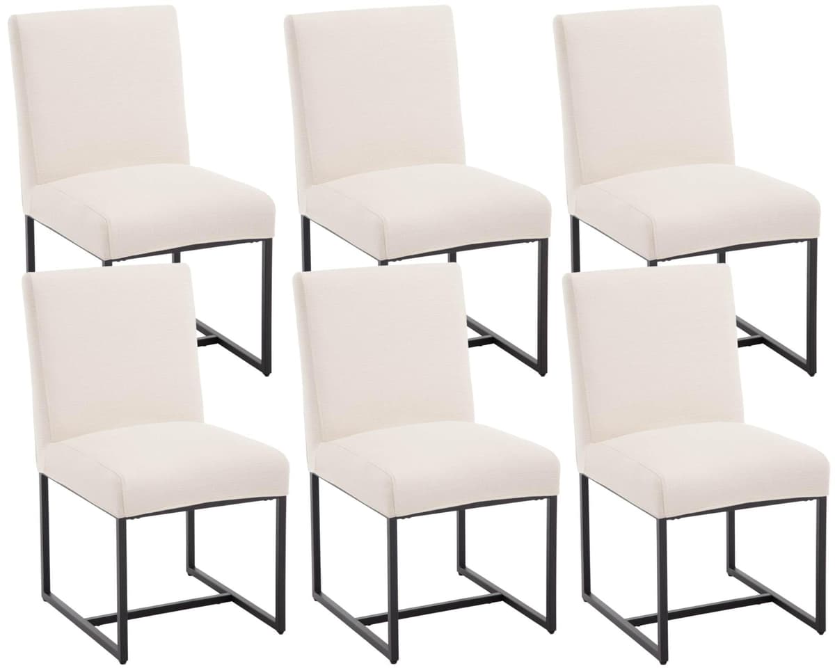 Set 6 sillas tapizadas VESCASA - Fundas removibles, estilo mid-century, marco metálico negro (crema) 48783582-b17b-4a28-9e6a-3cf55658cf6f