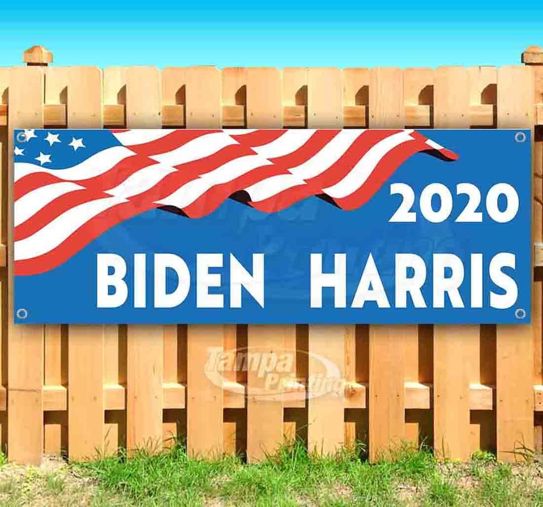 TampaPrinting Banner Biden Harris 13 oz Vinilo resistente con ojales metálicos 120 x 240 BIDEN HARRIS FLAG-12