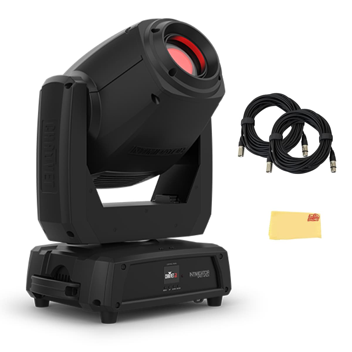 CHAUVET DJ Intimidator Spot 475ZX Bundle con cables DMX Gearlux y paño de pulido Austin Bazaar AUS-INTIMSPOT475ZX-COMBO-STD