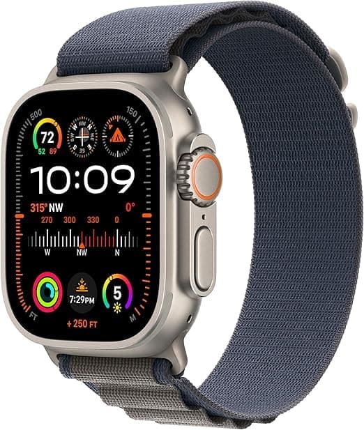 Apple Watch Ultra 2 [GPS + Cellular, 49 mm] Caja de Titanio Negro con Correa Alpine Loop Azul, M (Reacondicionado)