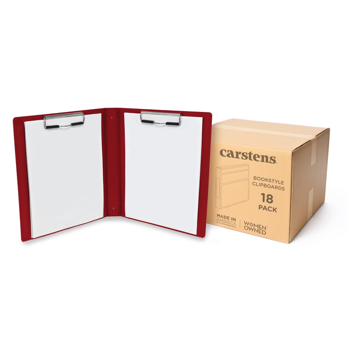 Tabla Portapapeles Estilo Libro Carstens de Servicio Pesado con Cubierta, 2 Clips - Rojo Ladrillo, Caja de 18 9718-00CS