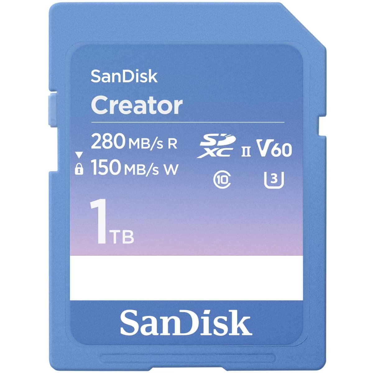 SanDisk Tarjeta SD Creator 1TB UHS-II, Velocidades de lectura hasta 280 MB/s, para cámaras DSLR y mirrorless, 4K UHD, video 6K, V60, 1 mes de Adobe Creative Cloud incluido - SDSDXEP-1T00-GNCIS