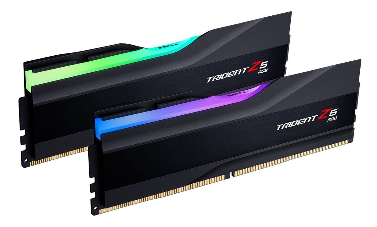 Kit Dual Channel 64GB G.Skill DDR5 Trident Z5 RGB 6400MHz CL32 1.40V 2x32GB Negro F5-6400J3239G32GX2-TZ5RK