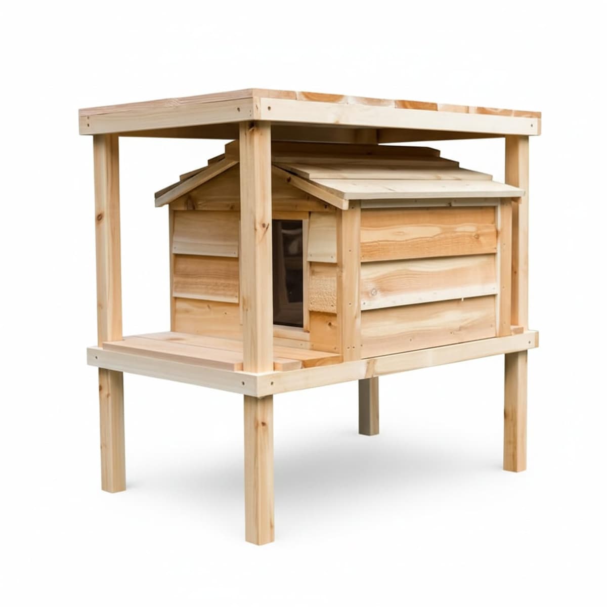 Casa de Gato de Cedro CozyCatFurniture para Gatos al Aire Libre METACYL-Y1