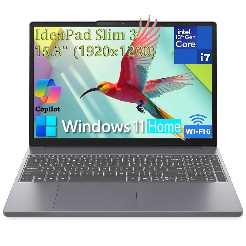 Lenovo Laptop 15" para Hogar y Negocios, Intel i7-13620H de 10 núcleos, 16GB DDR5 RAM, 512GB SSD PCIe, WiFi 6, Bluetooth 5.2, FHD+ Copilot AI PC, Type-C, Gris Luna, Windows 11 Home IdeaPad Slim 3