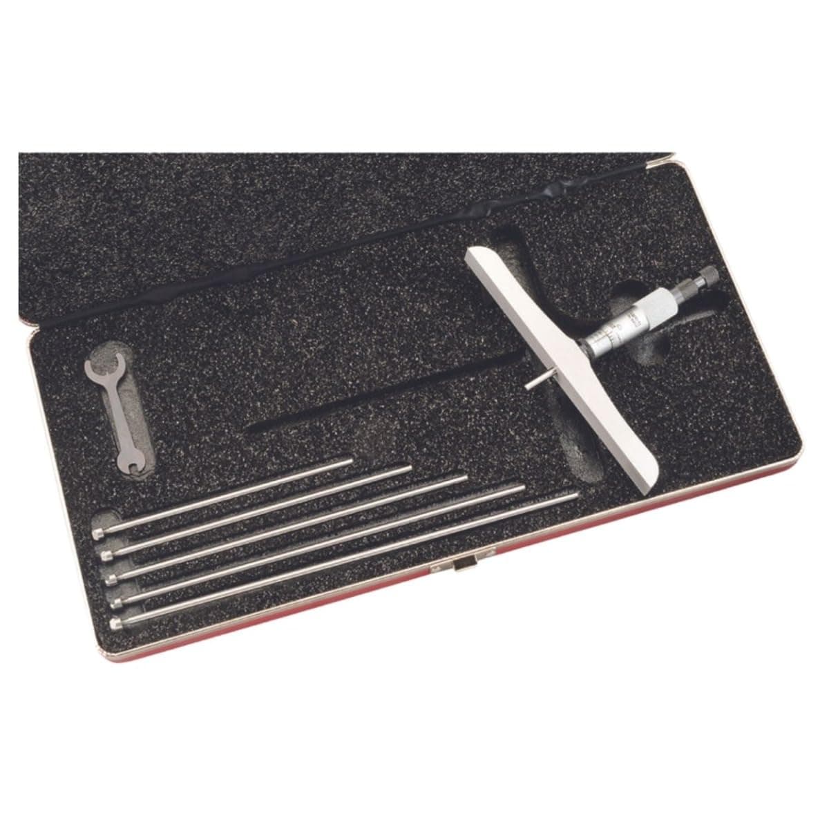 Starrett Micrómetro de profundidad 0-6" (.001") con combinación de trinquete y speeder, base 6" - 445DZ-6RL