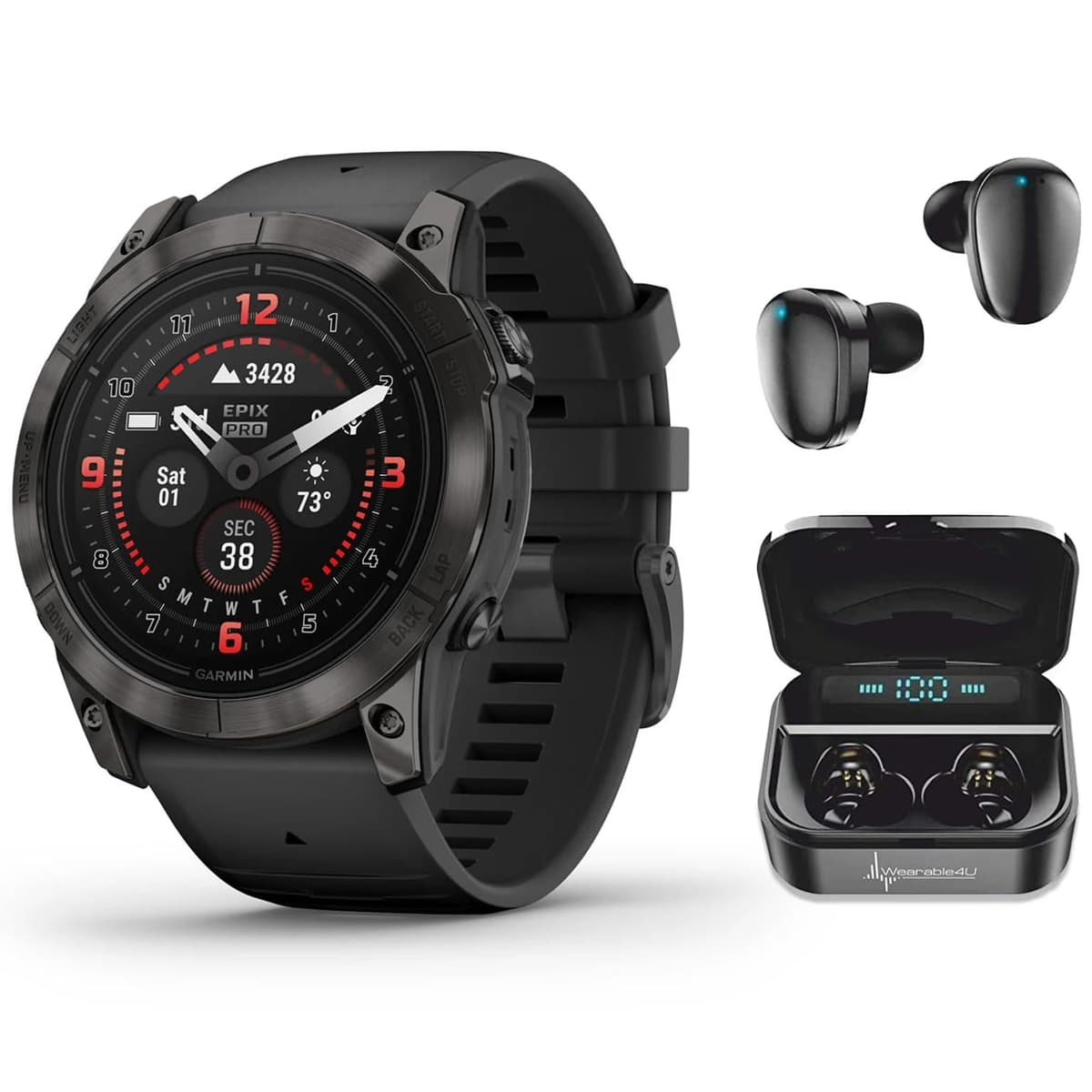 Wearable4U Garmin Epix Pro Gen 2 Sapphire 51 mm Titanium Smartwatch AMOLED Hasta 31 días Batería + Bundle TWS X7/X7-1