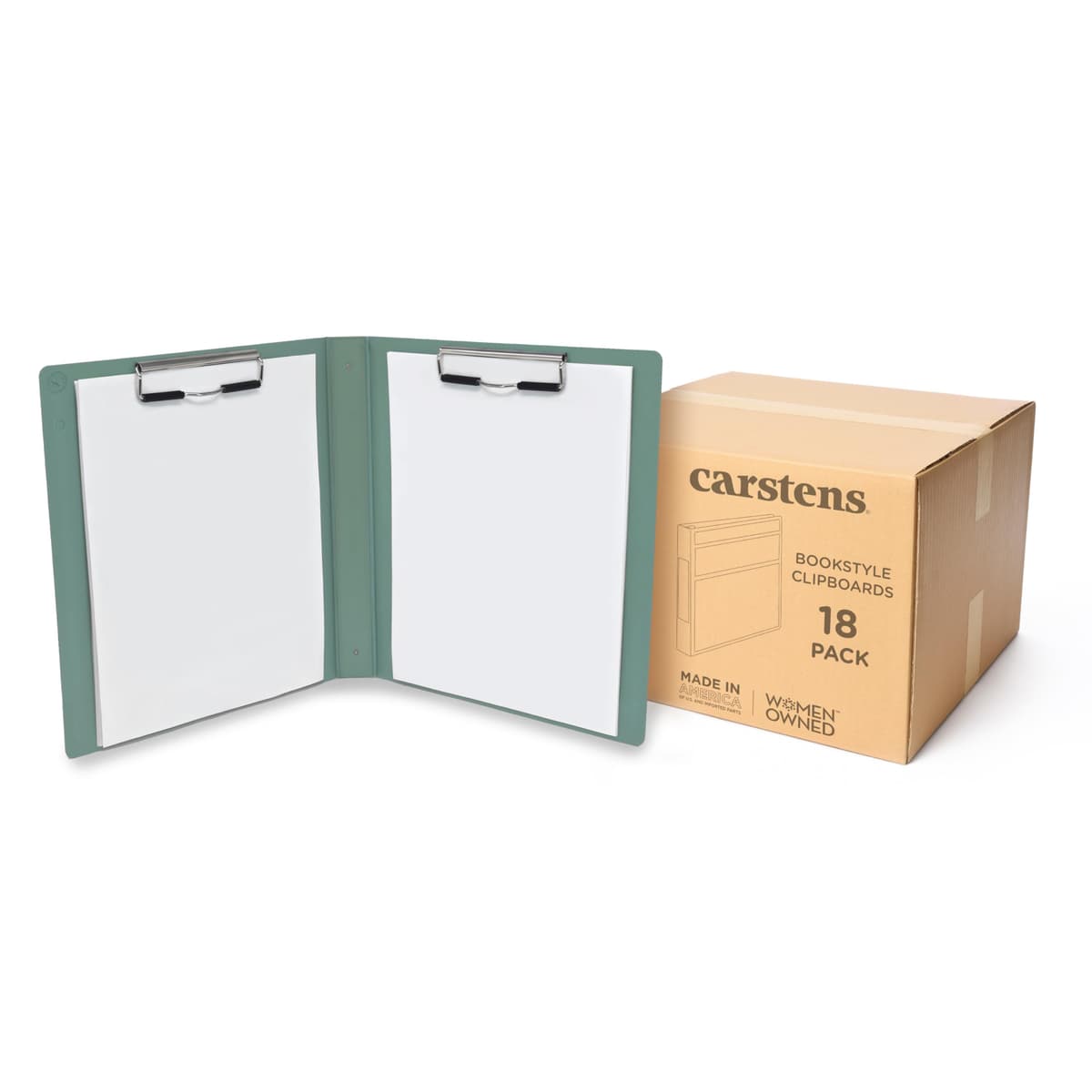 Carstens Clipboard tipo libro Heavy Duty con cubierta y 2 clips - Menta, caja de 18 9707-00CS