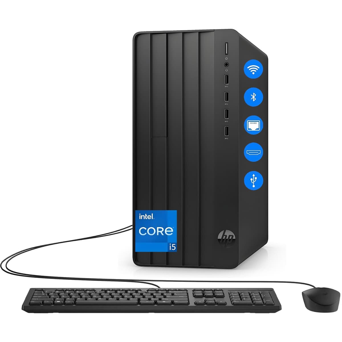 Computadora de escritorio HP, torre PC, procesador Intel i5-12500 de 6 núcleos, 8GB RAM DDR4, SSD PCIe NVMe de 512GB, Wi-Fi y Bluetooth, teclado y mouse, Windows 11 Home, para oficina en casa, negocios y estudiantes Pro Tower 290 G9