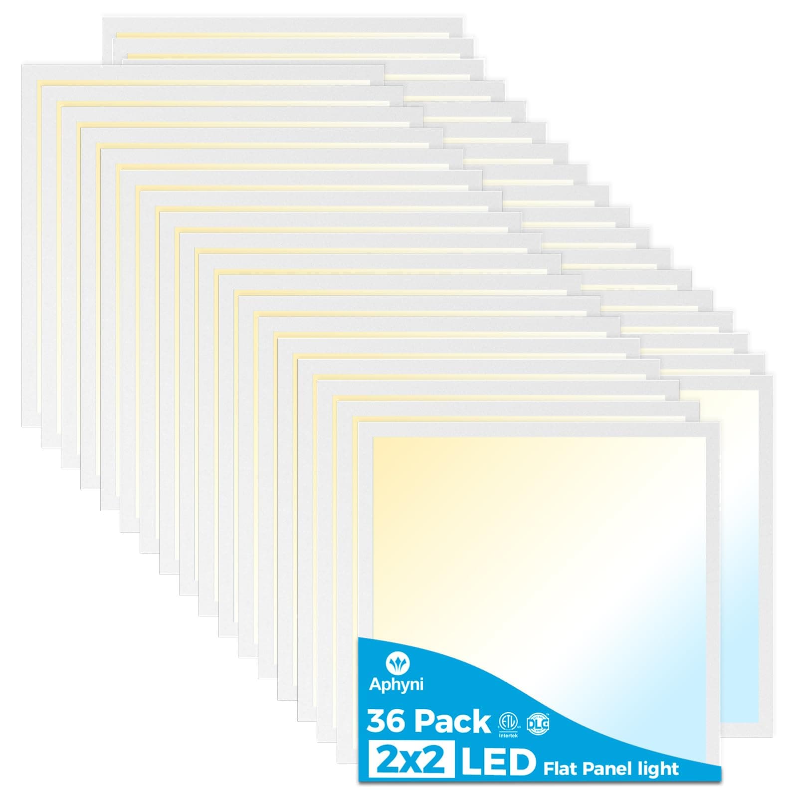 Aphyni Panel LED 2x2 40W 4400LM Selectable 3000K/4000K/5000K Dimmable TRIAC, Paquete 36