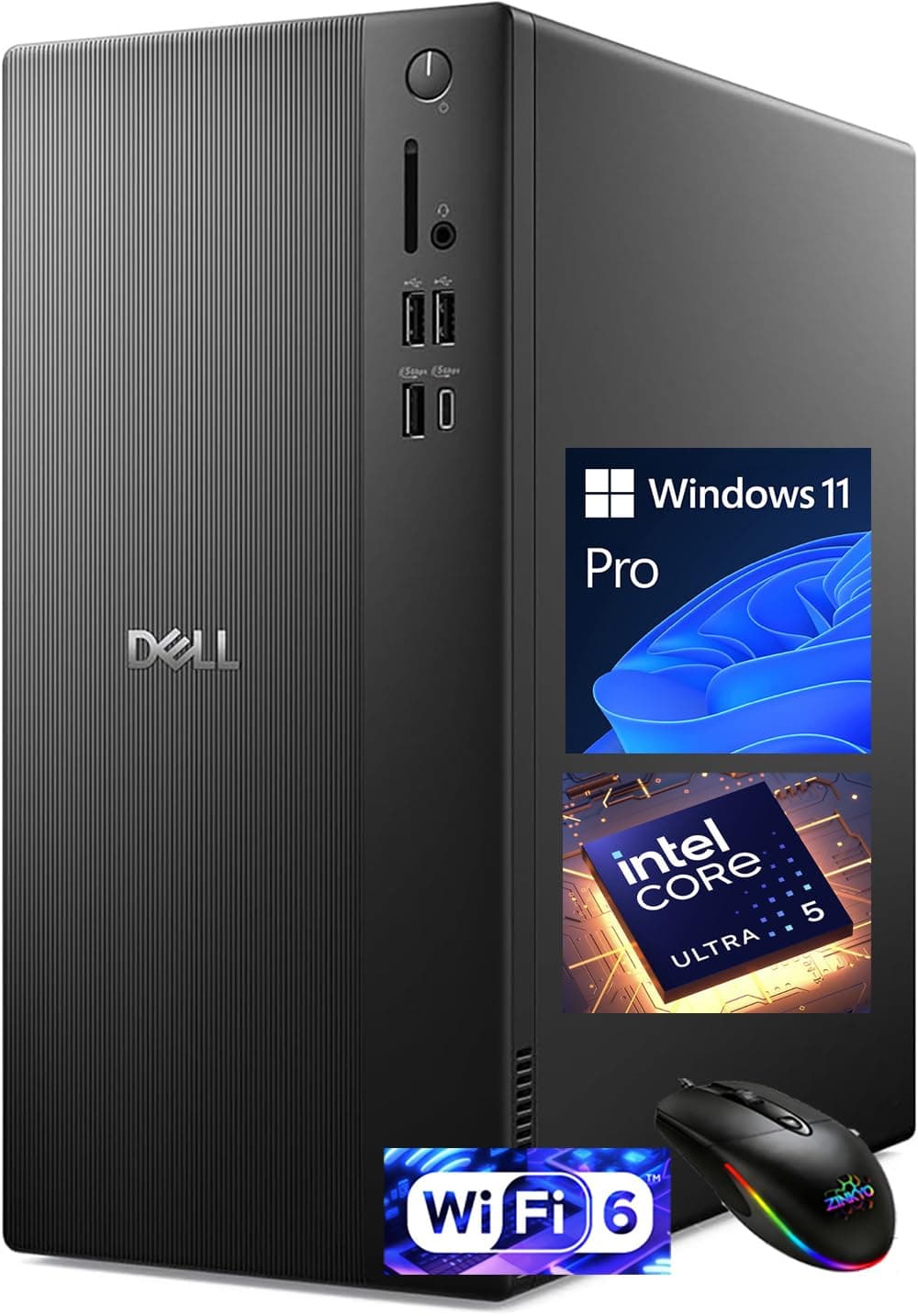 Dell ETC1250 Desktop Empresarial - Intel Ultra 5 de 10 núcleos 225 (>Ultra 7 165H), 64GB DDR5 2TB SSD, Wi-Fi 6 DisplayPort Tipo C Win11 Home con Copilot AI