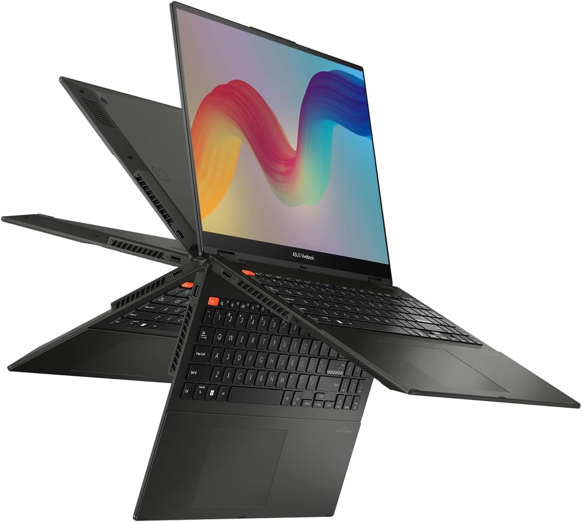 ASUS VivoBook Flip 16 Delgado y Liviano 2 en 1, 16” WUXGA IPS Táctil, Intel Core i5-1335U de 13ª Gen, 24GB RAM, 1TB SSD, Lector de Huellas, Windows 11 Pro, Negro Indie ‎TP3604