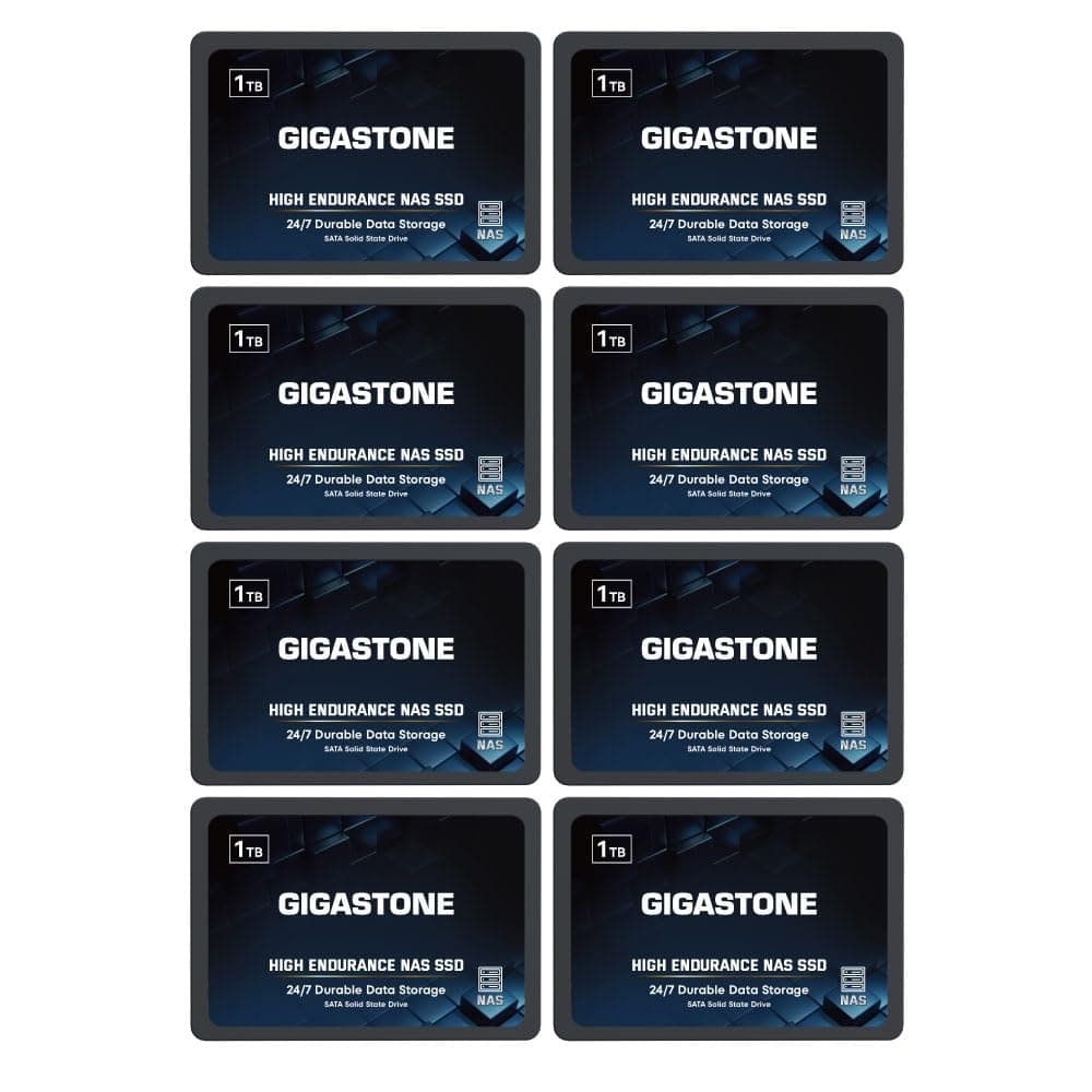 Gigastone GS-SSD-NAS-1TB-3N-8PK-B - Paquete de 8 SSD NAS 1TB 2.5" SATA TLC para uso 24/7