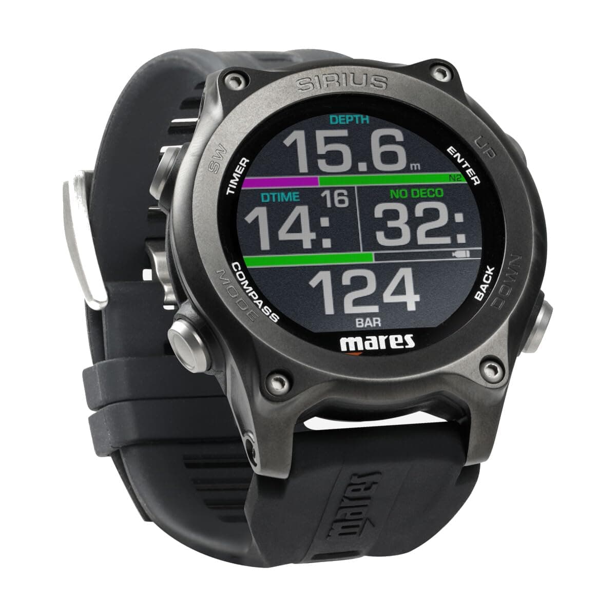 Mares Sirius Watch-Style Computadora de Buceo, Negro/Negro 414145