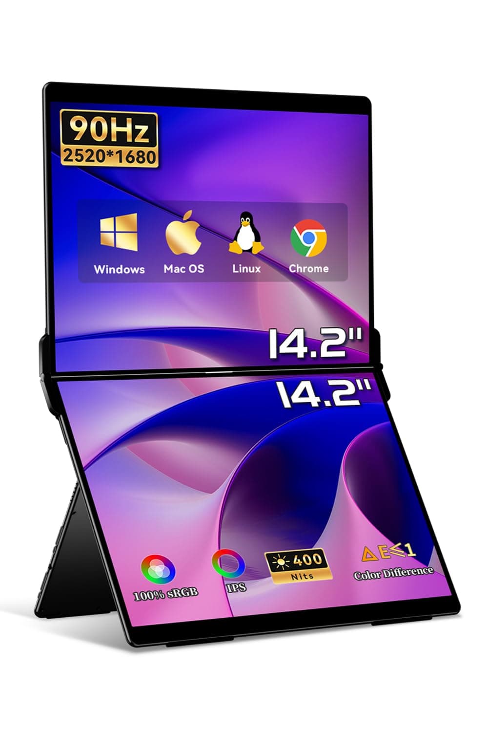 EHOMEWEI X1 Air, 14.2 pulgadas 2.8K IPS, 90Hz doble pantalla, 400 nits de brillo, 100% sRGB (doble pantalla 14.2" sin táctil, 14.2") X1 Air (14.2“ No Touch 2520*1680)