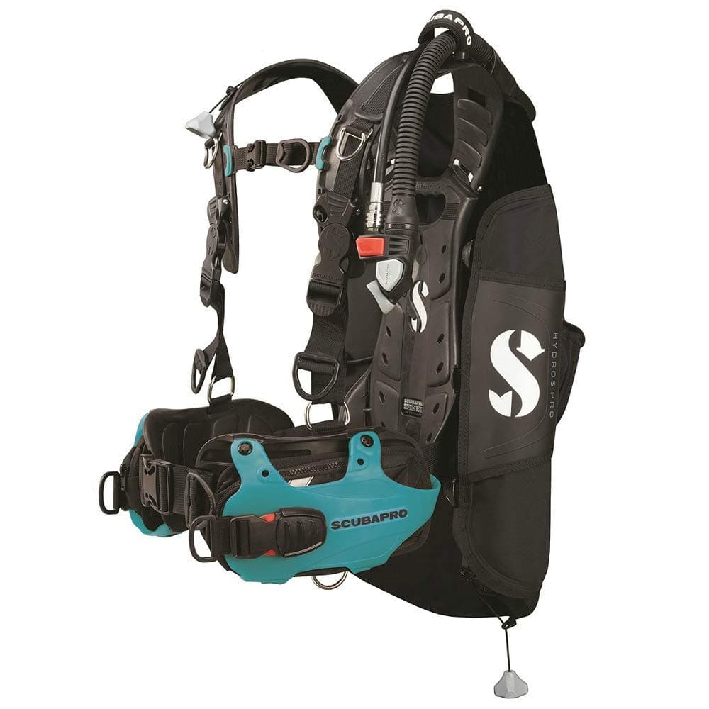 SCUBAPRO Hydros Pro BCD para Hombre con Inflador Balanceado, Turquoise XL-2XL SPRO-21.730.500-TURQUOISE