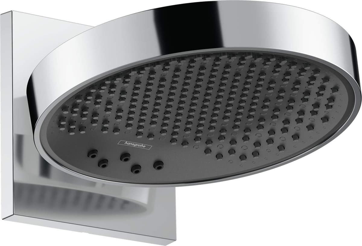 Conjunto Hansgrohe Rainfinity 250 cabezal superior 25 cm con 3 tipos de chorro y conexión de pared, Chrome 26232000