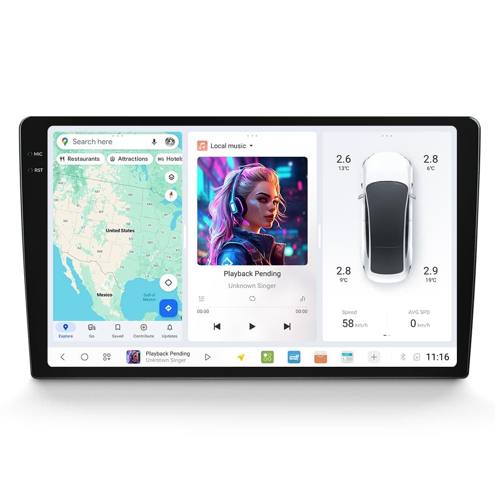 MekedeTech DUDU7 10.36" 2K Estéreo para auto Android 12G RAM 256G ROM
