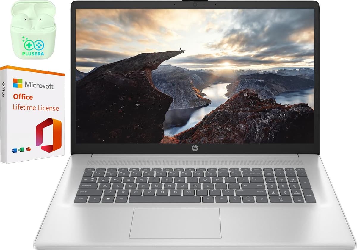 HP 17.3" Laptop FHD, Intel Core i3-1215U, 32GB RAM, 1TB SSD, Windows 11 Home con Office de por vida, Plateado HP 17 inch Laptop