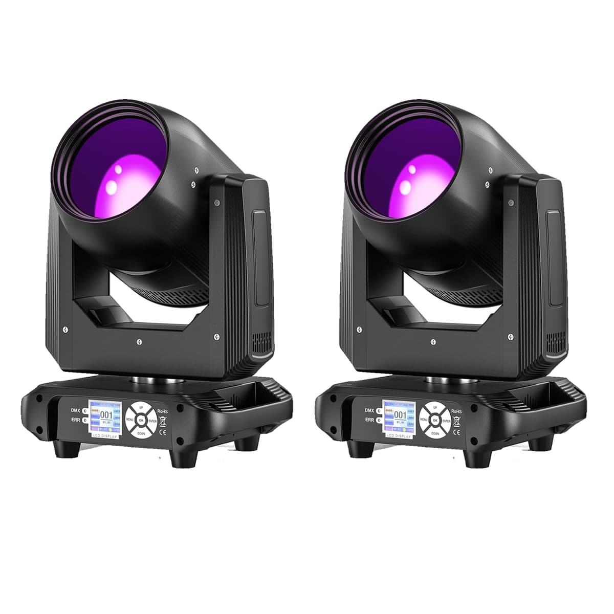HSL 2-Pack Moving Head Light Beam 200W, 14 GOBO, 10 Colores, 18-Facet Prism, 14CH DMX-512 ZQ02367US