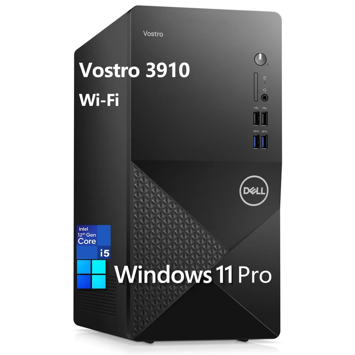 Dell Vostro 3910 Torre Empresarial 3000, Intel i5-12400 de 6 núcleos, 16GB RAM DDR4, SSD PCIe 1TB, Wi-Fi, Bluetooth, RJ-45, DisplayPort, HDMI, Windows 11 Pro V3910