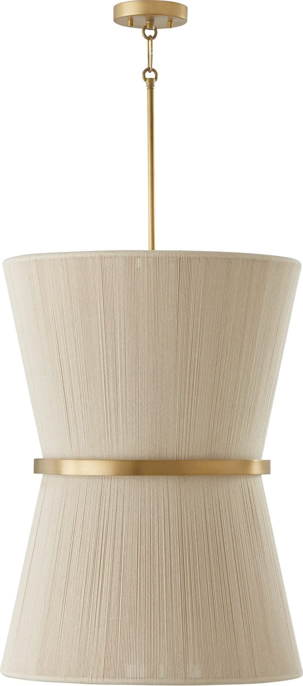 Capital Lighting Cecilia Lámpara de foyer 6 luces, cuerda natural y acabado latón patinado, 28" H x 20" W 541261NP