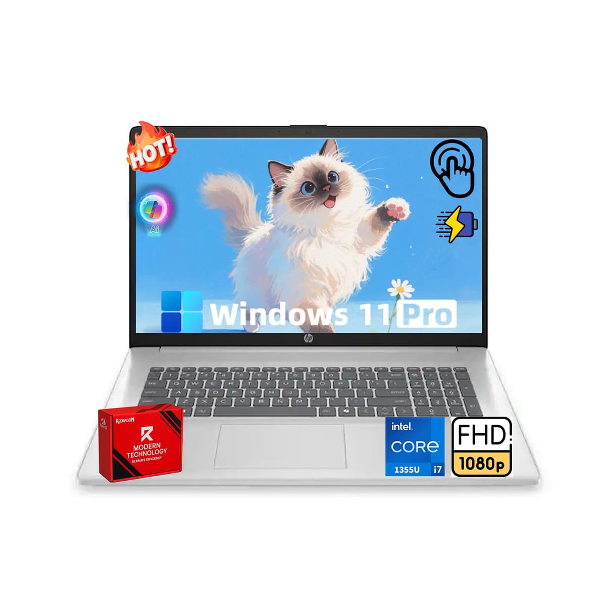 HP Laptop táctil de 15.6 pulgadas - Intel de 13.ª generación Core i7-1355U (10 núcleos), Intel Iris Xe Graphics, 1920 x 1080 Full HD, 300 nits, Wi-Fi 6, Bluetooth, Windows 11 Pro (32 GB RAM | 1 TB SSD)