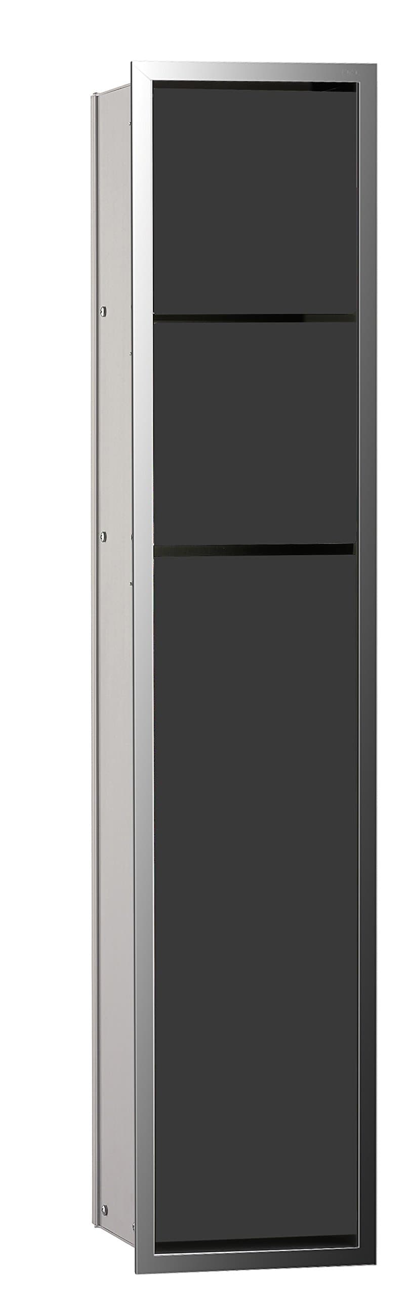 Emco ASIS 150 Módulo Empotrado para Baño con Portarrollos y Cepillo, Cristal Negro 975027950