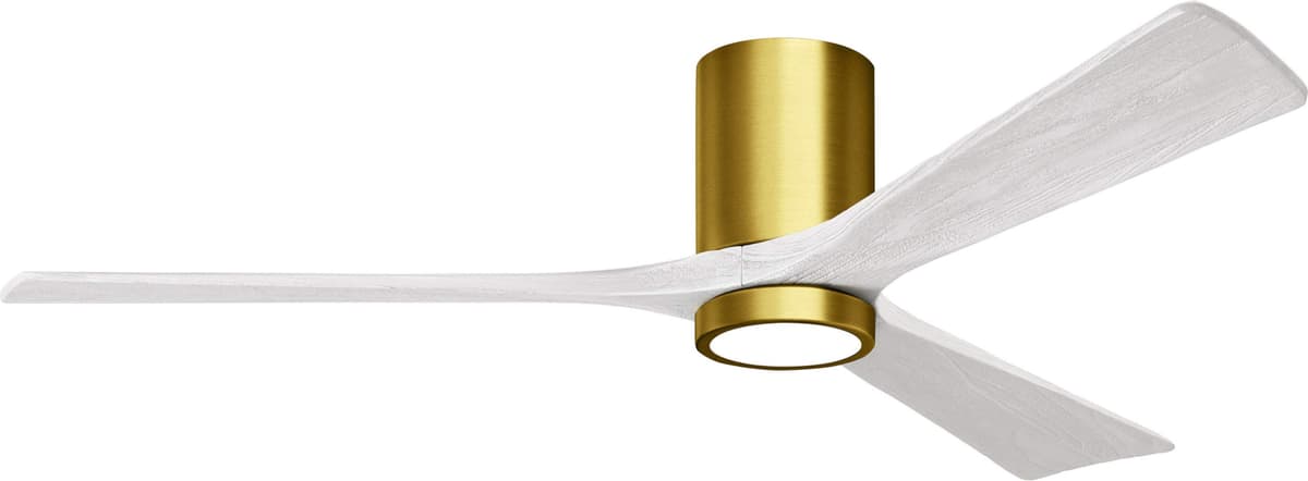 Matthews IR3HLK-BRBR-MWH-60 Irene Ventilador de techo 60" con luz, control remoto y pared, motor DC silencioso, 3 palas de madera, Brushed Brass con Matte White
