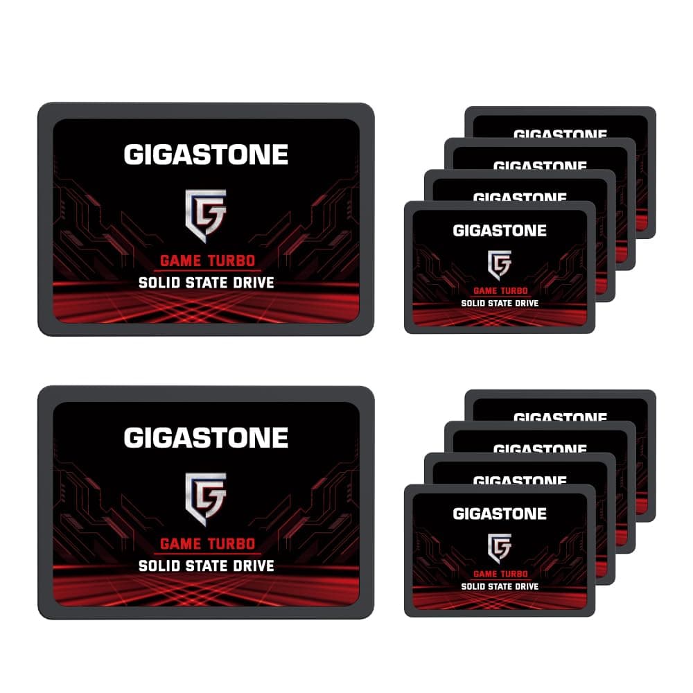 GIGASTONE SSD SATA 128GB (Paquete de 10) SSD de 2.5 pulgadas 500MB/s Actualización de memoria y almacenamiento para laptop/PC Reemplazo de HDD para PS4 Unidades de estado sólido internas de 2.5" SATA III Caché SLC NAND 3D Rendimiento Game Turbo GS-SSD-GameTurbo-128GB-3-10PK-B