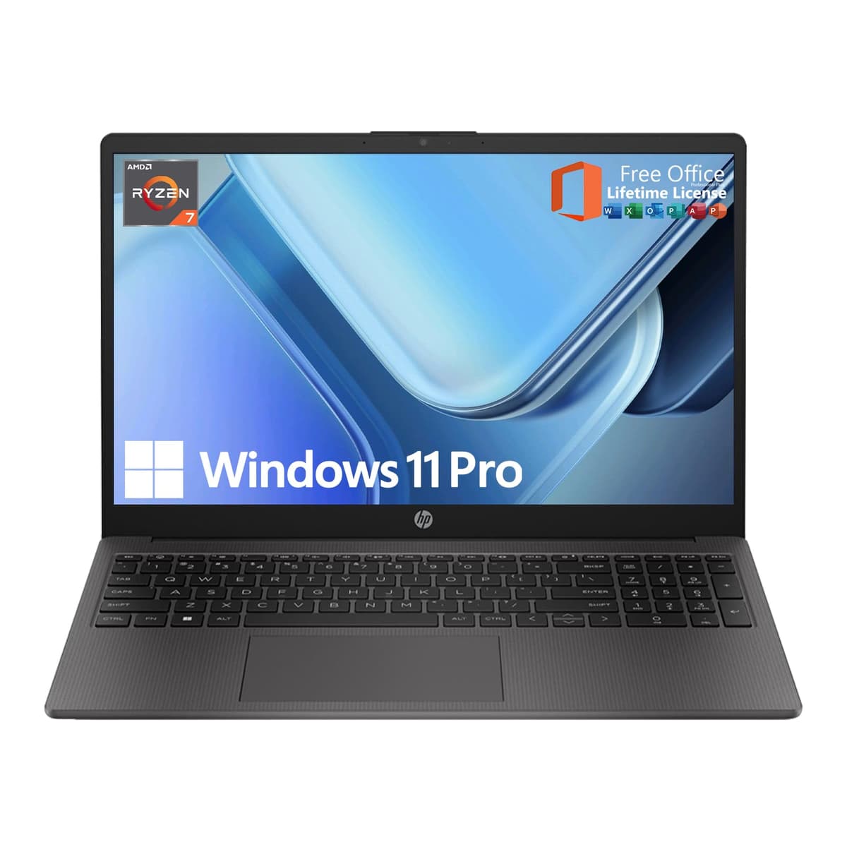 HP 255 G10 - 15.6" FHD Business Laptop, AMD Ryzen 7 7730U, hasta 64GB, 2TB SSD, Windows 11 Pro