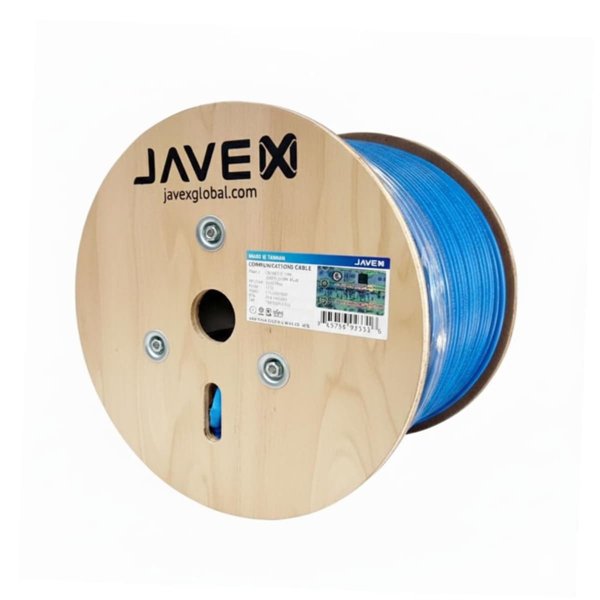 JAVEX Cable Ethernet CAT6A 23AWG F/UTP Apantallado [UL Plenum CMP, para PoE++] Hecho en Taiwán Cobre Macizo Desnudo, 500 MHz, Certificado ETL, 500 FT, Azul BP4-JX02501