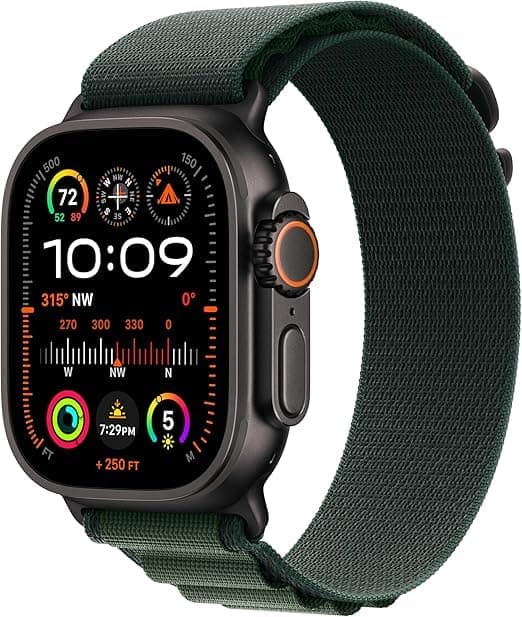 Apple Watch Ultra 2 [GPS + Cellular 49 mm] - Caja de Titanio Negra con Correa Green Trail Loop, M/L (Reacondicionado) Watch Ultra 2 2023