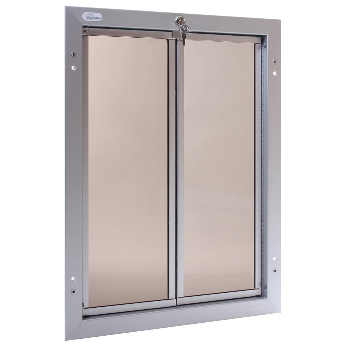 PlexiDor Performance Pet Doors para Perros y Gatos - Puerta de Montaje Eficiente en Energía - con Cerradura y Llave - Plata PD DOOR XL SV
