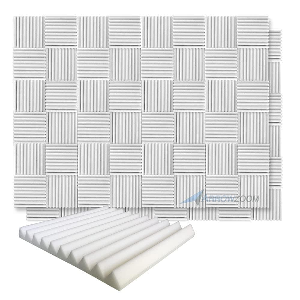 Arrowzoom Paneles Acústicos Wedge 96 piezas 50x50x5 cm, Absorbentes, Retardante de Llama - White Pearl