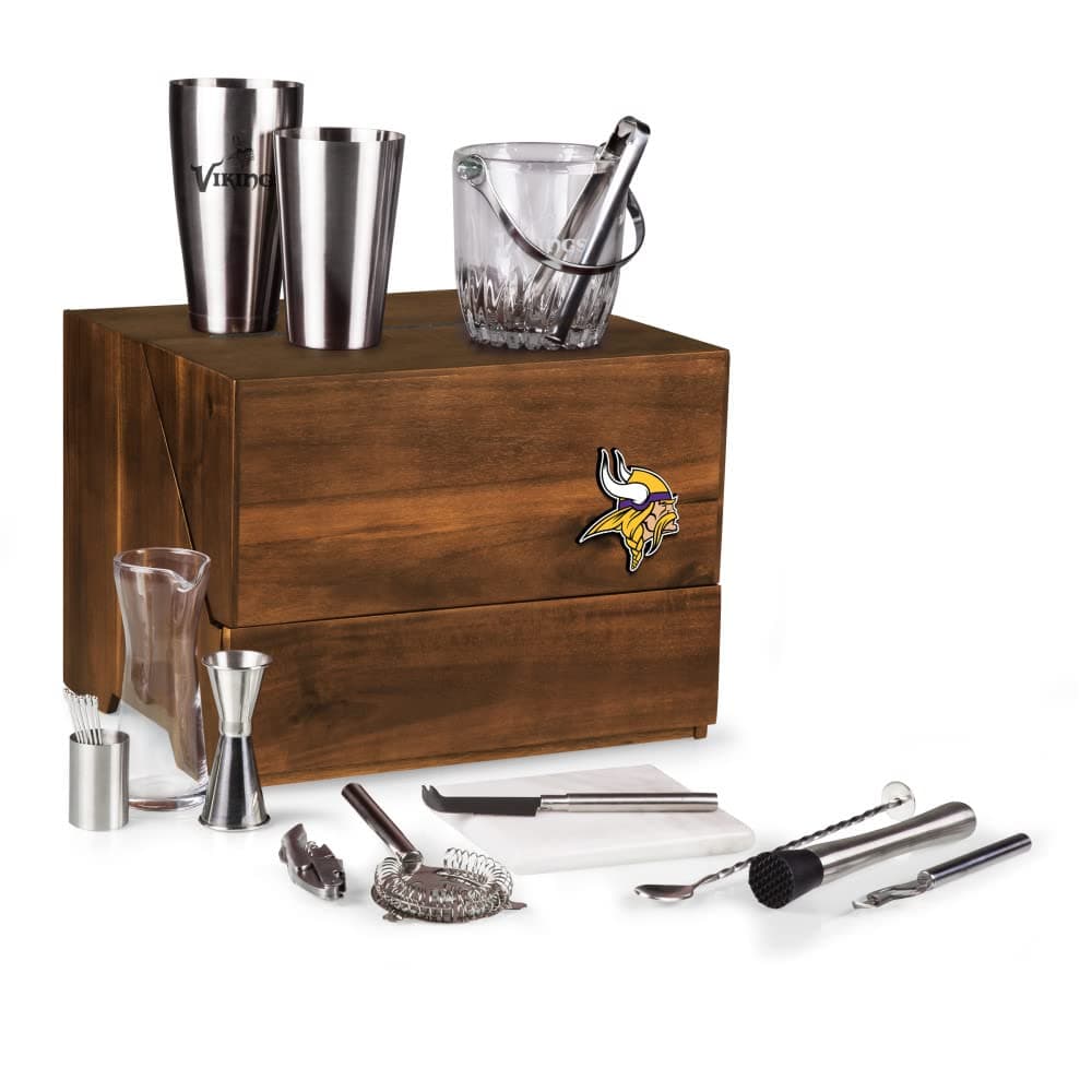 PICNIC TIME Madison Acacia Tabletop Bar Tool Set - Minnesota Vikings 668-44-508-187-2