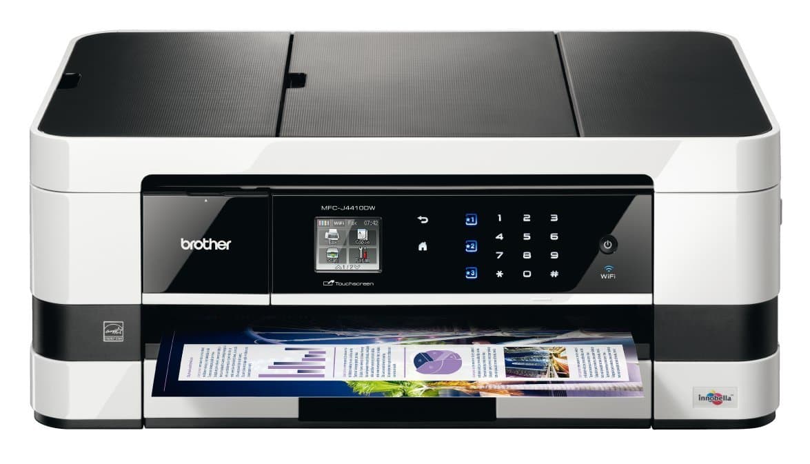 Impresora multifunción a color inalámbrica Brother MFC-J4410DW para negocios - inyección de tinta, escáner, copiadora y fax, compatible con Amazon Dash Replenishment