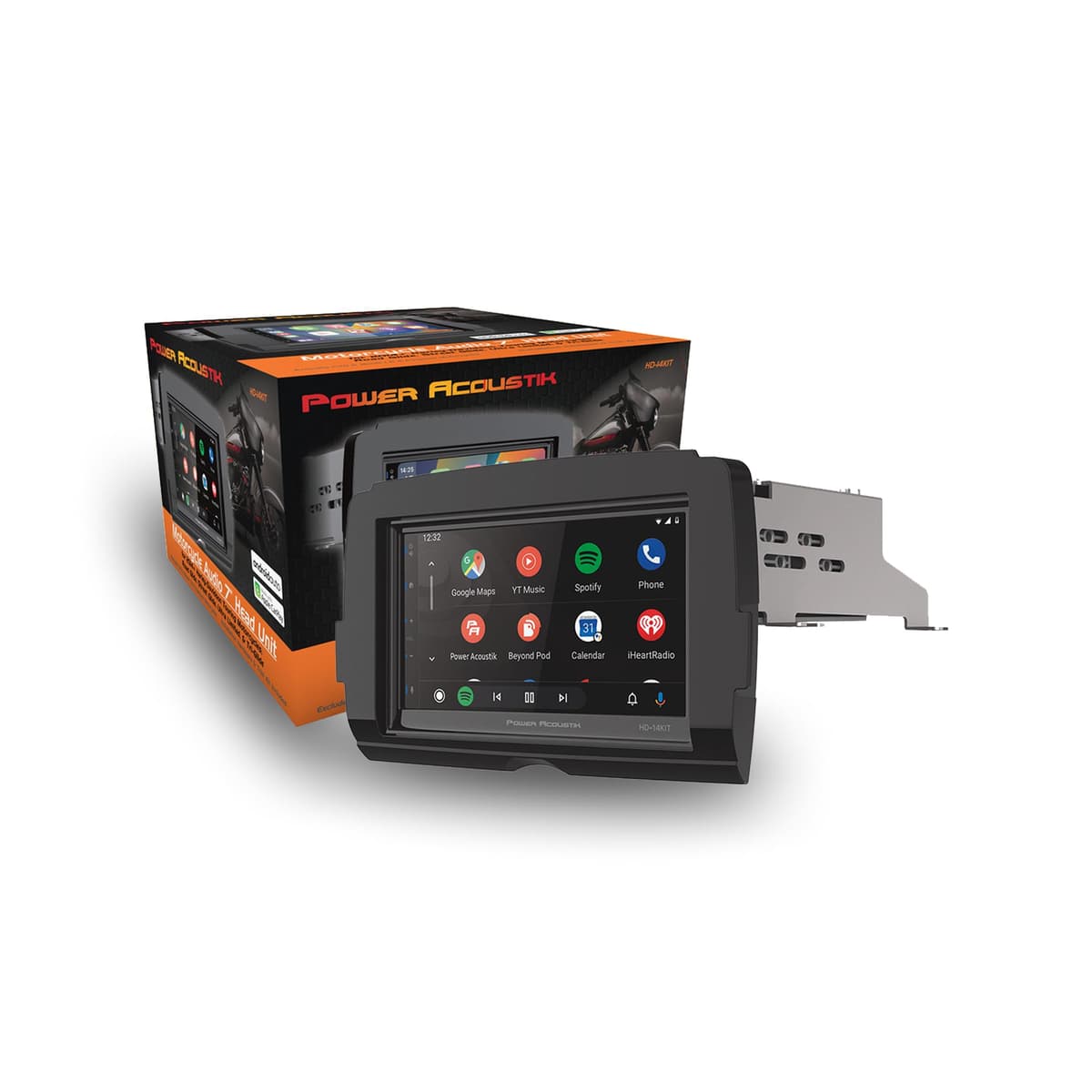 Power Acoustik HD-14KIT Unidad Principal Reemplazo 7” para Motos Harley-Davidson Touring 2014+, Pantalla Táctil Impermeable, Apple CarPlay y Android Auto con GPS y Bluetooth