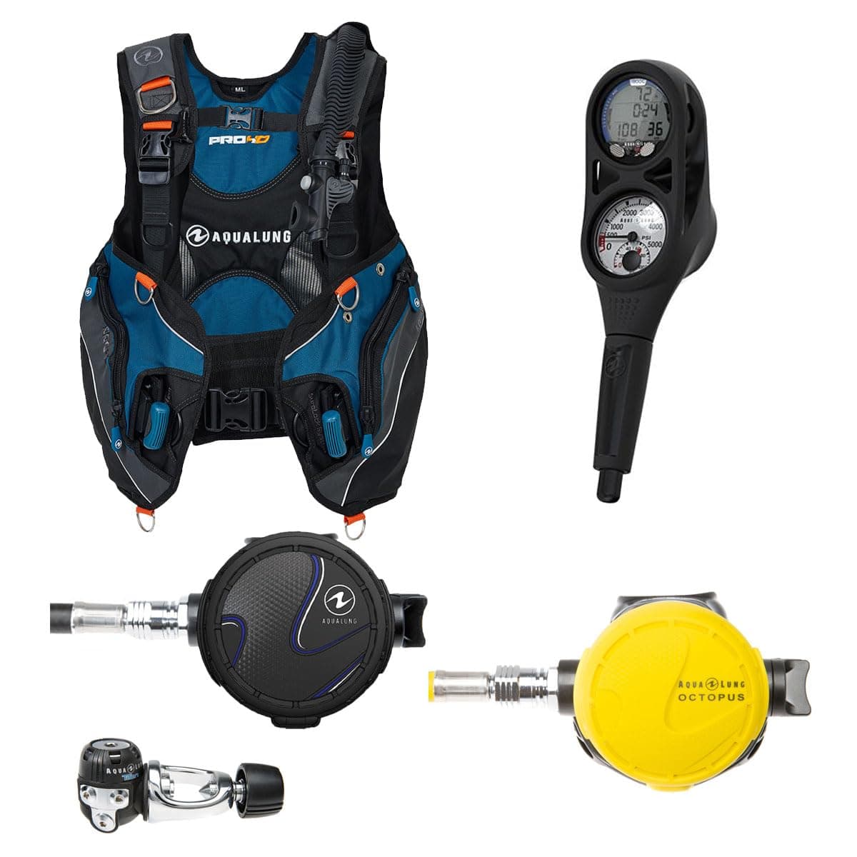 Aqualung The Essential Package para hombre (Grande, Negro/Petróleo) Essential_Pckg_lbu