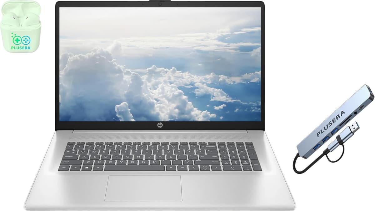 HP 17.3" FHD Business & Student Laptop, 64GB RAM, 2.5TB (2TB SSD + 512GB Docking), AMD Ryzen 5, Windows 11 Pro, Plateado