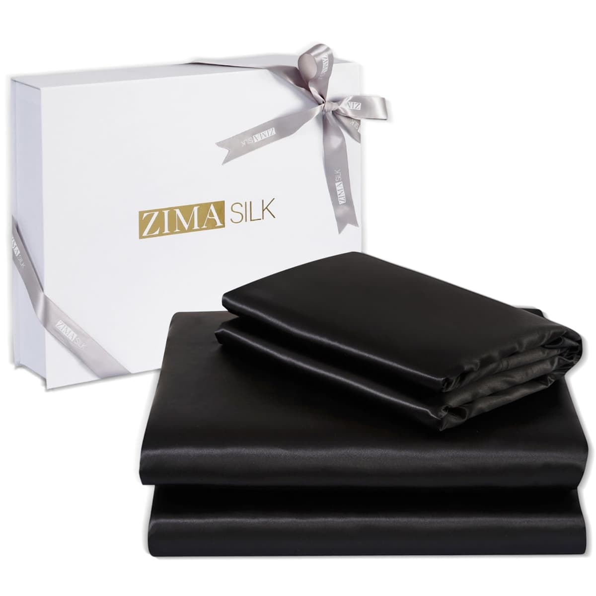 ZIMASILK juego de sábanas 100% seda Mulberry 19 Momme 4 piezas King negro 4Pc Sheet-K-19-00004-new