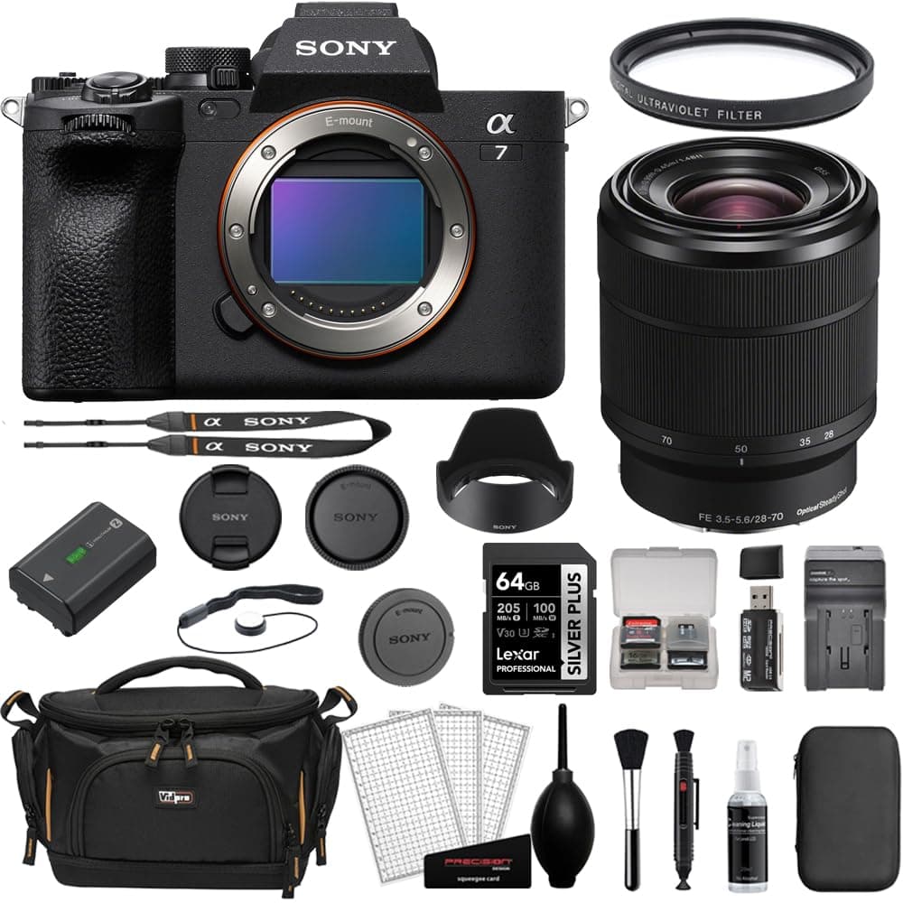 Sony Alpha a7 IV Mirrorless Camera con lente 28-70mm y kit de 11 accesorios BSONILCE7M4KB-006