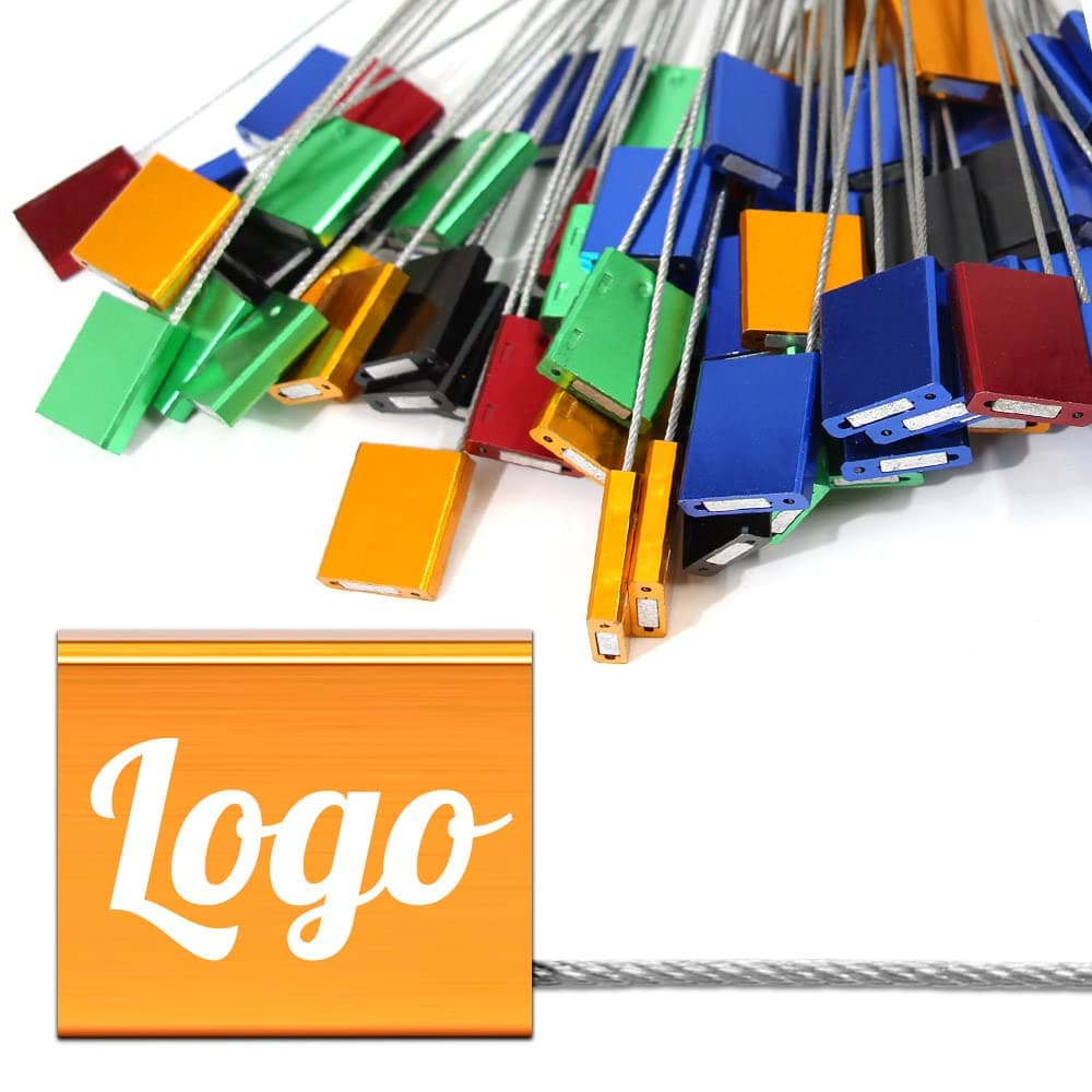 POBSUIER 1000pcs Sellos de Seguridad de Acero Personalizables con Cable y Cuerpo de Aleación de Aluminio AL-SEAL-YELLOW-1000