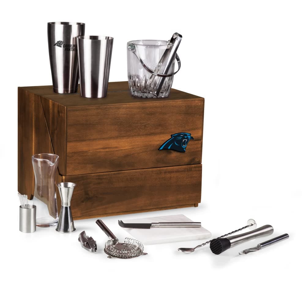 PICNIC TIME Madison Acacia Tabletop Bar Tool Set Carolina Panthers 668-44-508-057-2