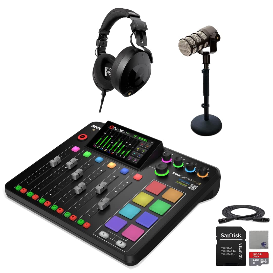 StreamEye Rode RODECaster Pro II - Consola con 1 PodMic, NTH-100, DS1, microSD 32GB y accesorios RCPII | PodMic | DS1 | NTH100 x1