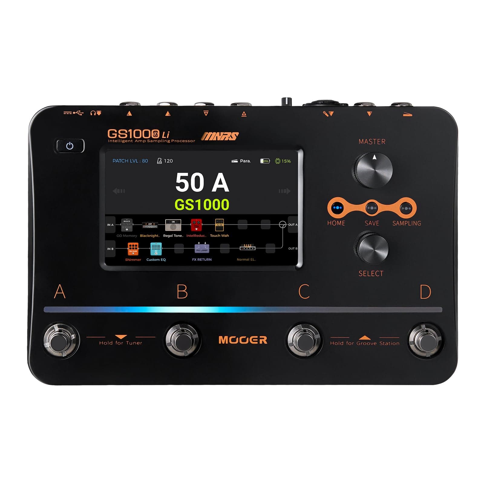 MOOER GS1000 Li Procesador Multi-Efectos para Guitarra, Doble Cadena de Efectos, Entrada XLR, Pantalla Táctil, 350+ Efectos