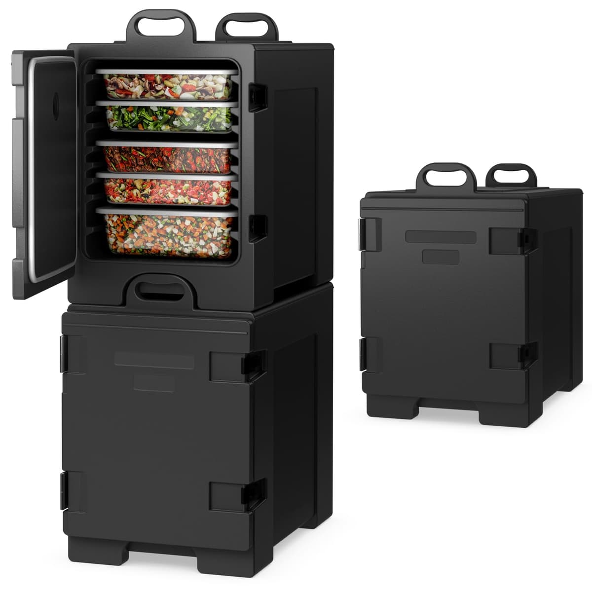COSTWAY Transportador aislado para 5 bandejas full-size, 81 QT, apilable, con asas 70086OP-CA