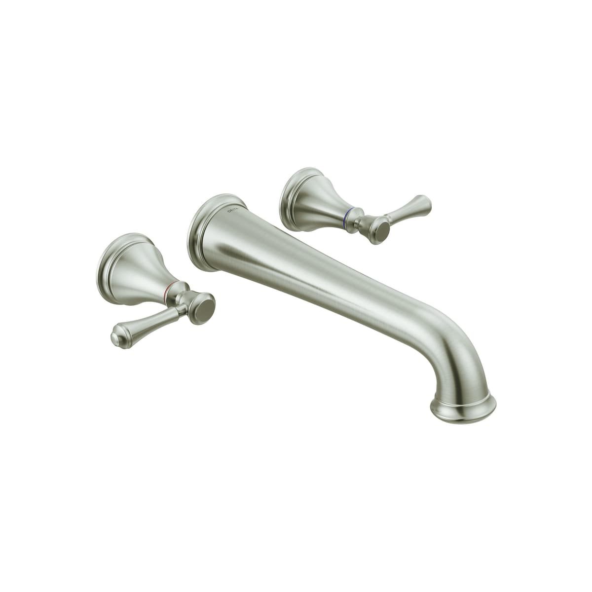 DELTA Grifo de Pared para Baño de 3 Agujeros, Grifo de Lavabo de Baño en Níquel Cepillado para Tocador, Acero Inoxidable T5797-SSWL (Válvula No Incluida)